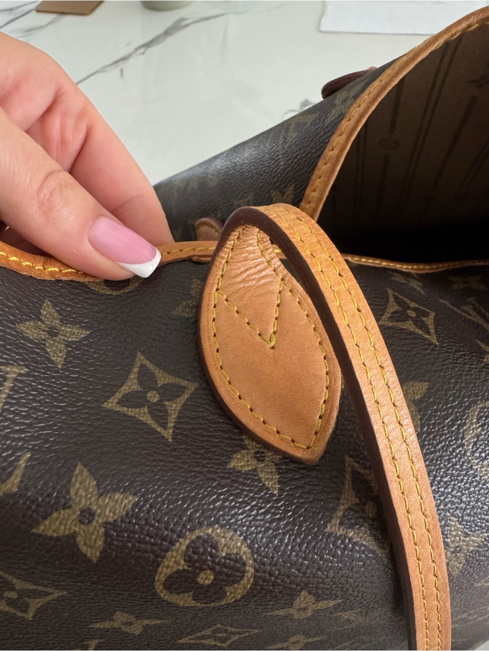 Louis Vuitton Monogram Canvas Tote with Tan Trim